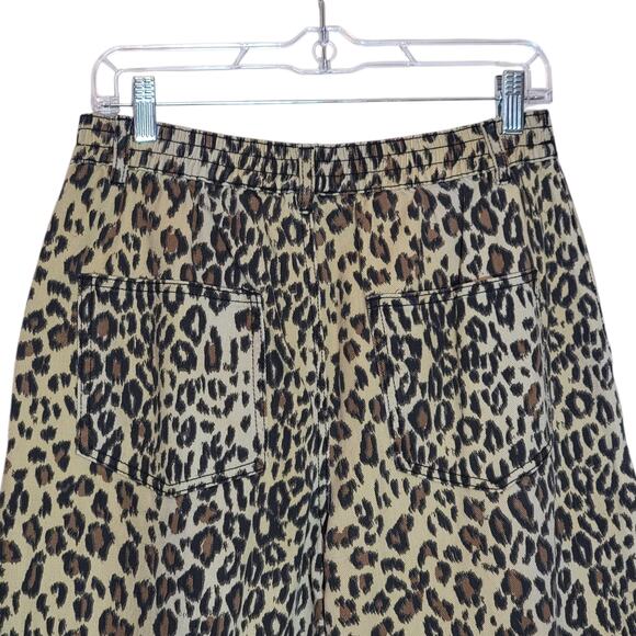 House of Harlow Leopard Animal Print Pant Wide Leg High Rise Brown Black Size M - Picture 9 of 13